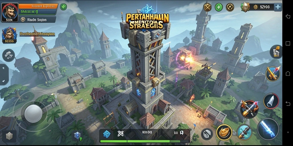 Tampilan gameplay menegangkan dalam 5ZK dengan strategi menara pertahanan.