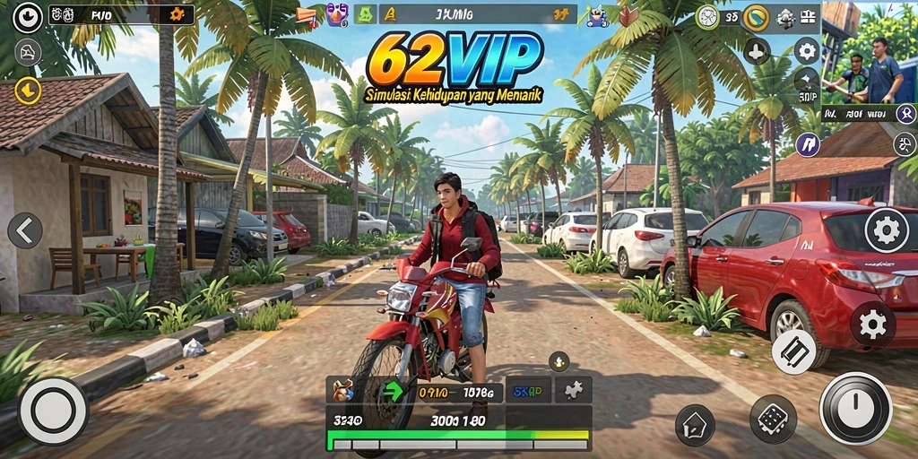 Screenshot 62VIP menampilkan gameplay simulasi kehidupan yang dinamis.