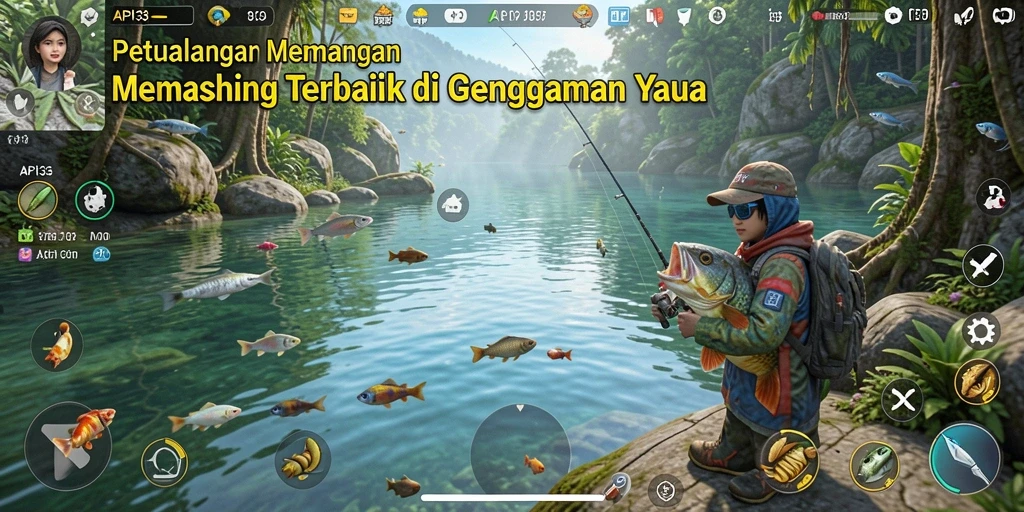 Screenshot utama menampilkan momen memancing yang seru di API33.