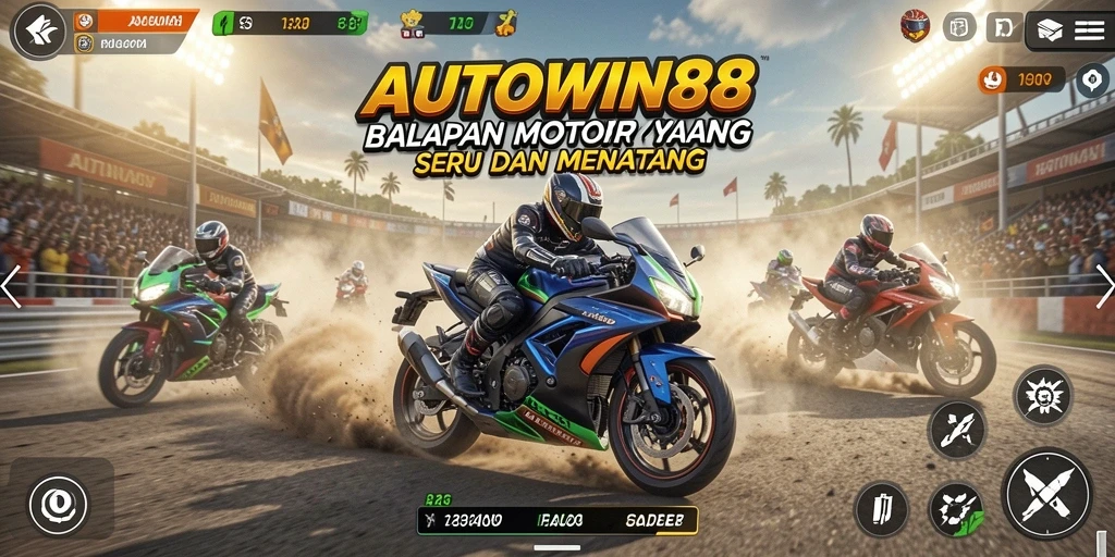 Tampilan menarik dari gameplay balapan motor yang dinamis.