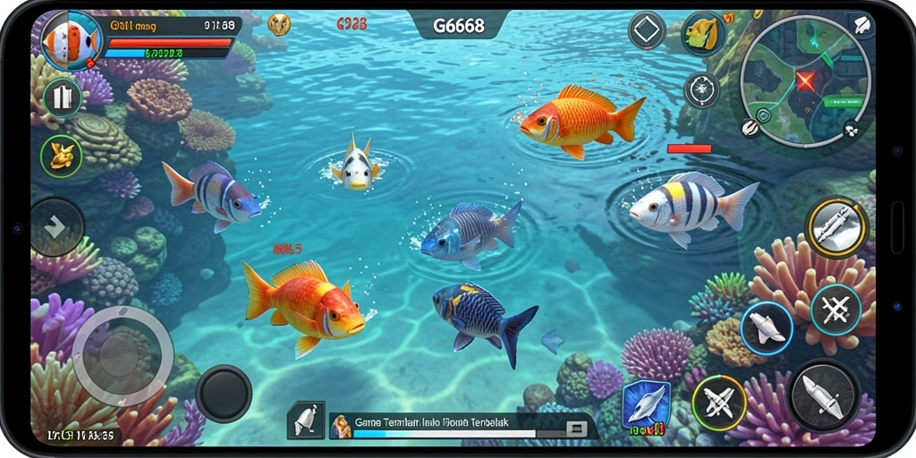 Tampilan luar biasa dari gameplay Tembak Ikan di G668.