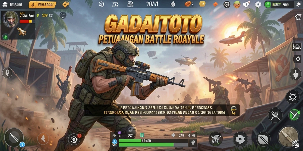 Tangkapan layar GADAITOTO menampilkan aksi seru dalam pertempuran Battle Royale.