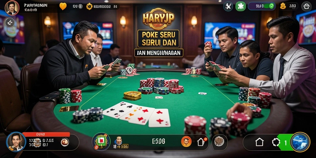 Screenshot gameplay HARAPJP menampilkan aksi poker yang mendebarkan.