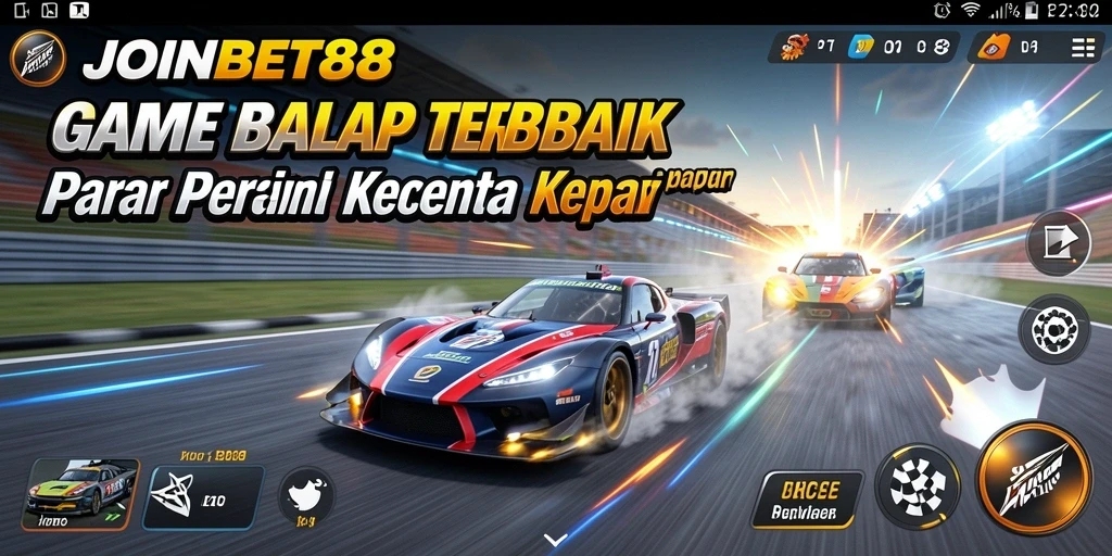 Tangkapan layar menunjukkan aksi balap mendebarkan di JOINBET88.