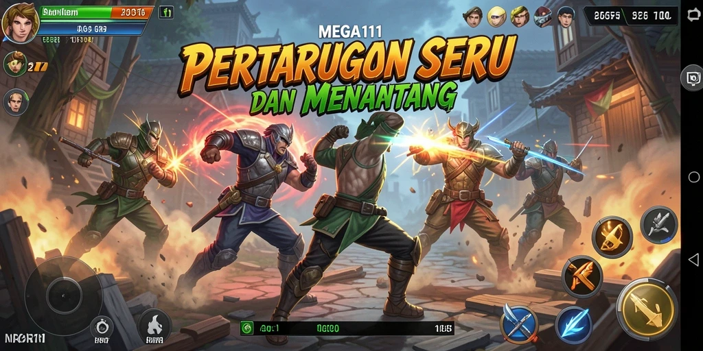 Tampilan gameplay kaliber tinggi yang menampilkan aksi pertarungan menarik di MEGA111.