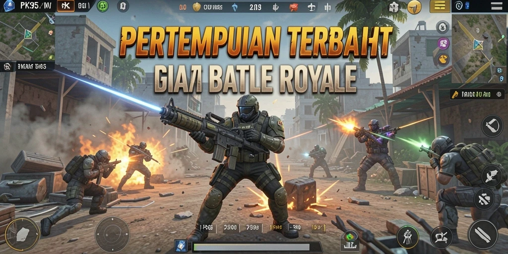 Screenshot gameplay PK95 yang menampilkan aksi Battle Royale yang mendebarkan.