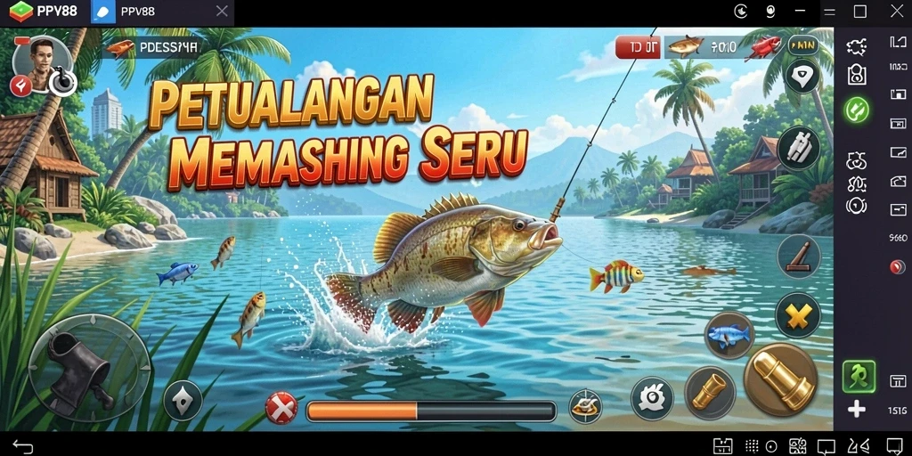 Screenshot gameplay PPV88 dengan aksi memancing seru.