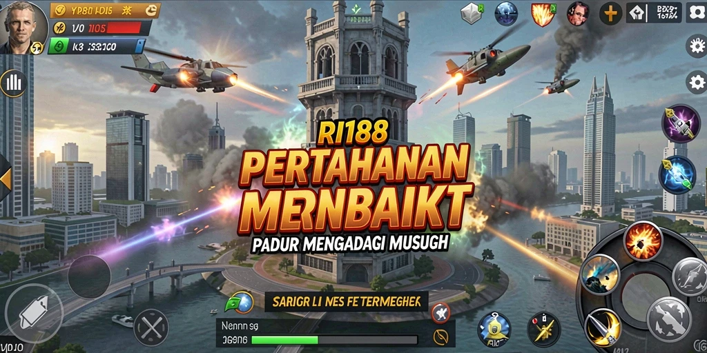Screenshot utama RI188 menampilkan gameplay menara yang intens.