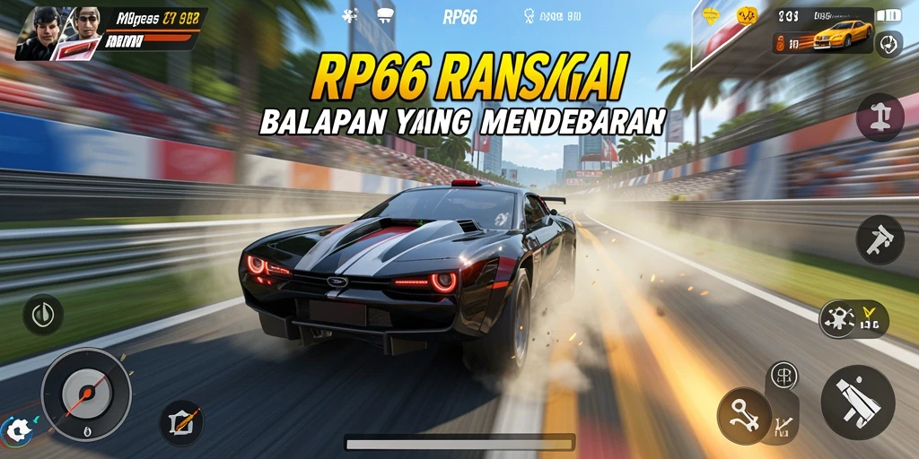 Tampilan gameplay balapan yang mendebarkan dan penuh aksi.