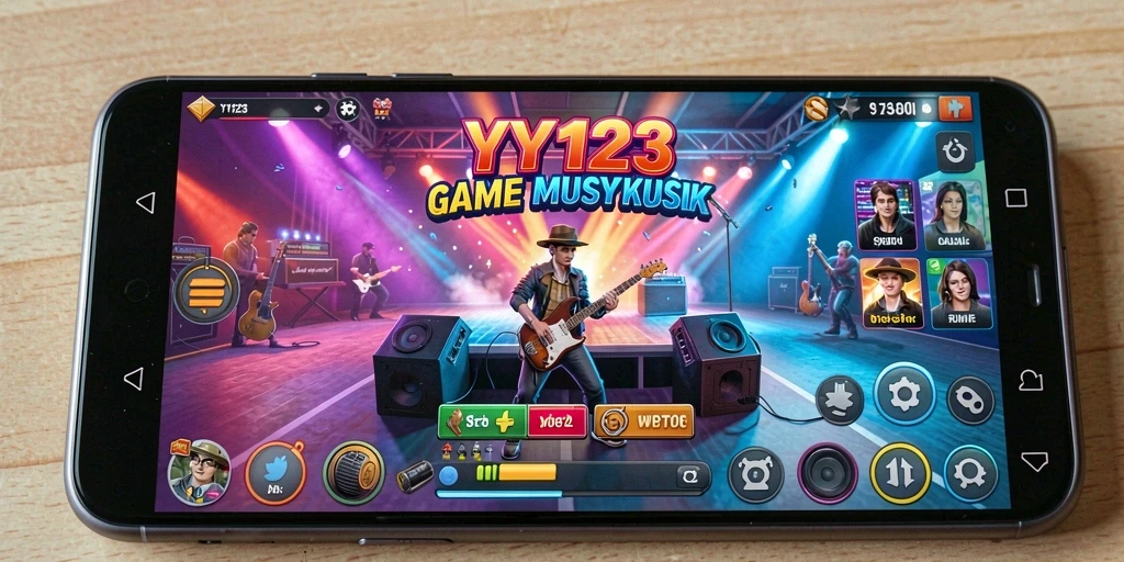 Tampilan gameplay YY123 dengan berbagai lagu musik yang menarik.